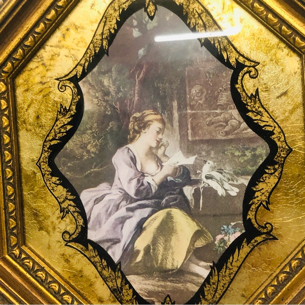 Vintage Gold Wood Glass Framed Prints Baroque Victorian - Picture 5 of 16